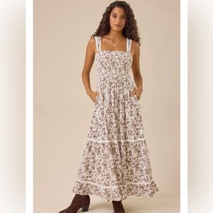 Altar’d State Floral Smocked Cotton Maxi Dress | Size XS | NWT